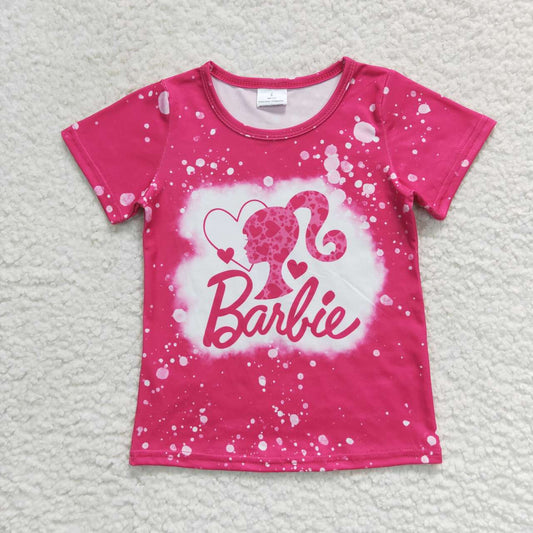 baby girl hot pink doll print t-shirt