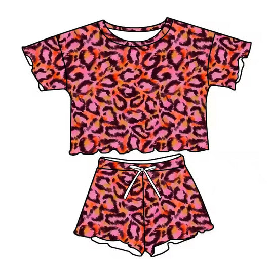 TAT 6-7 weeks MOQ 5 leopard girl shorts set