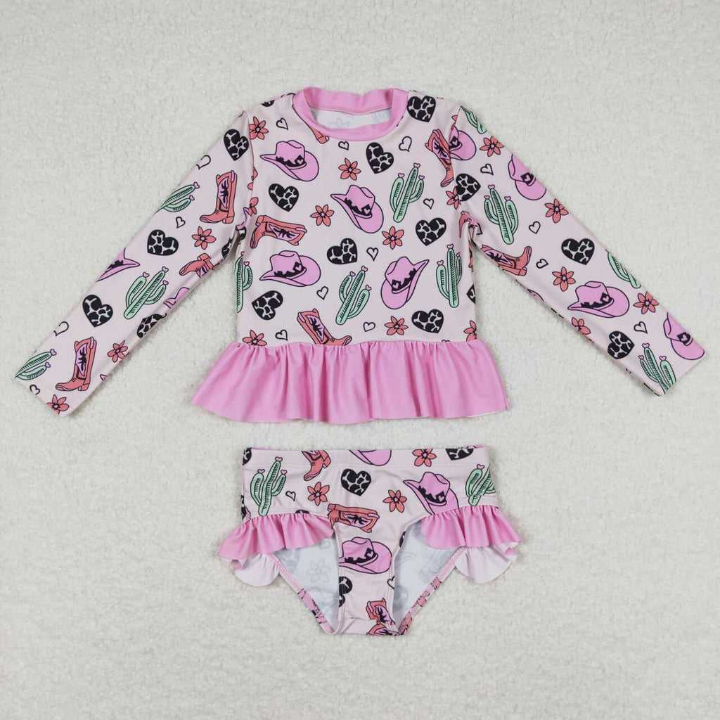 cowgirl two piece rash guard swimsuit girl swimwear