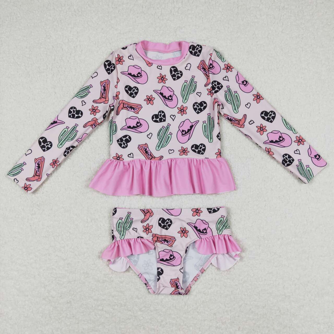 cowgirl two piece rash guard swimsuit girl swimwear