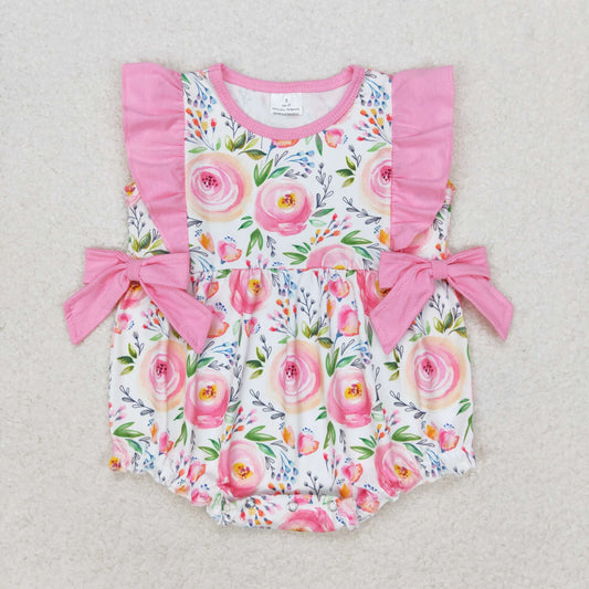 summer flower girl bow bubble pink