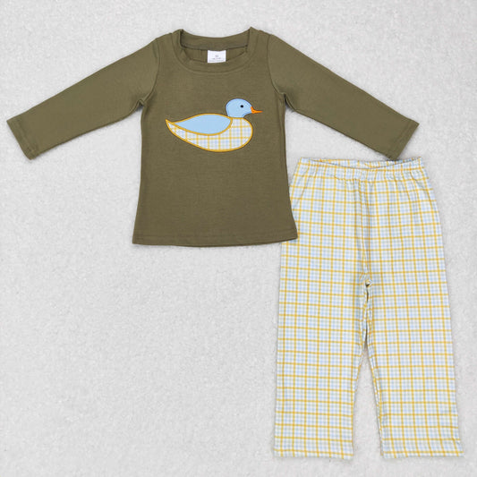 toddler boy duck embroidery pants set