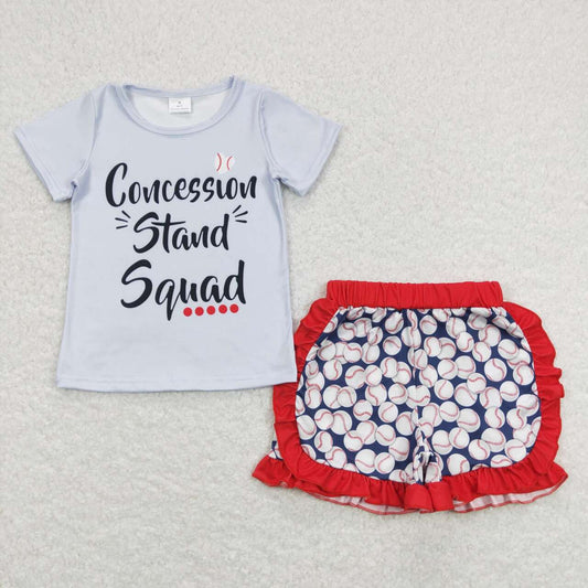 concession stand squad baseball shorts set girls summer outfit