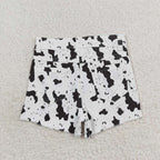 western girl cow print denim shorts