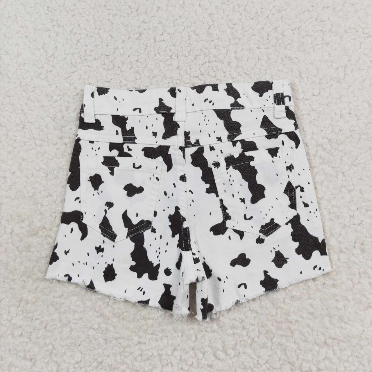 western girl cow print denim shorts