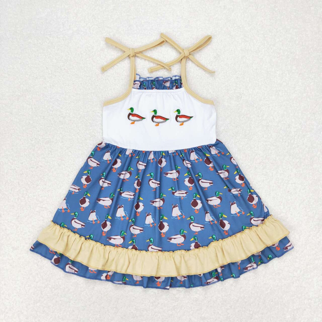 kids duck print suspender dress