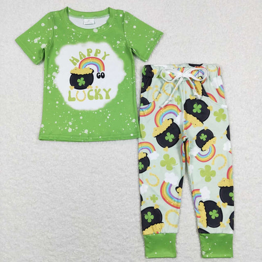 boy happy lucky st patrick rainbow pants outfit
