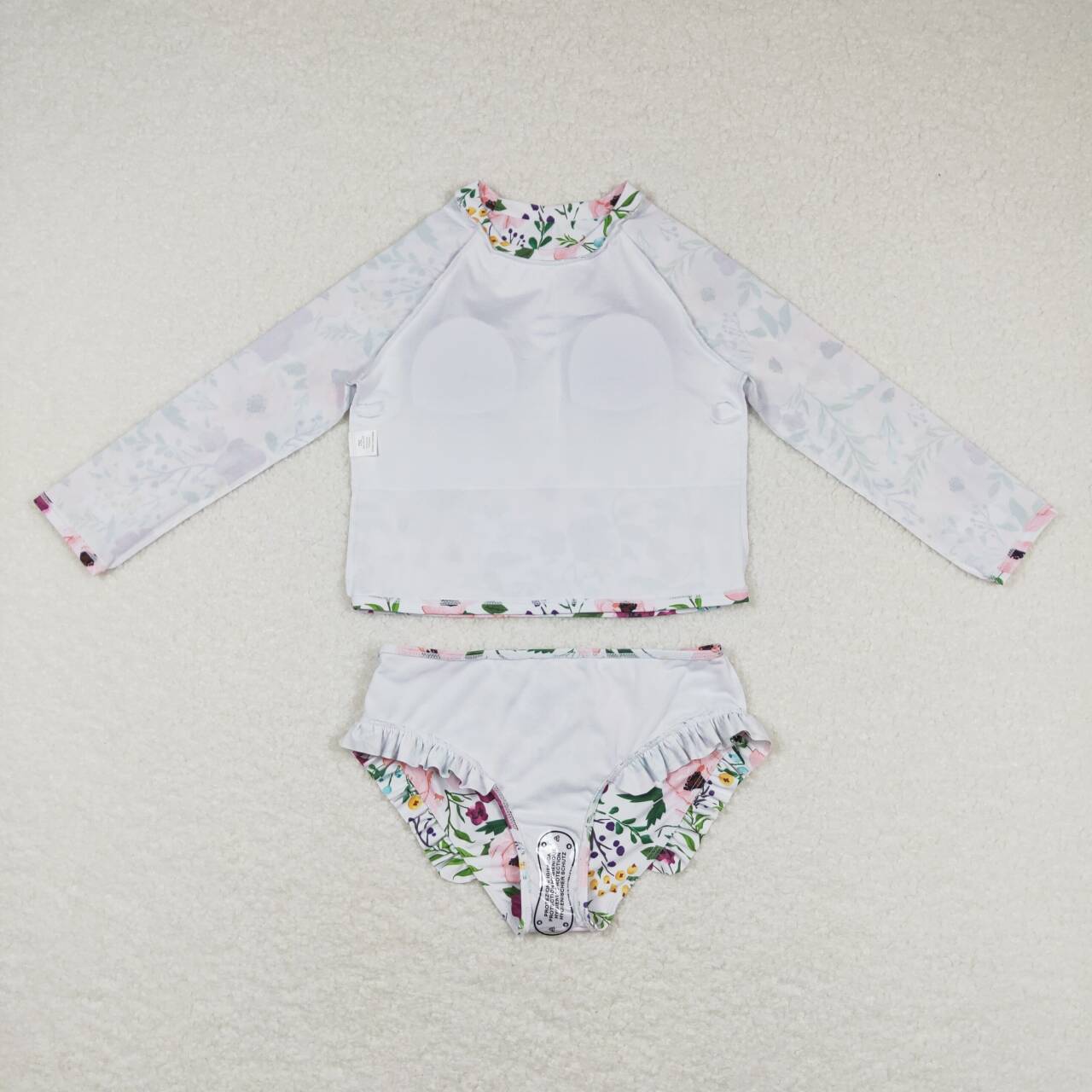 toddler girl 2pcs long sleeved floral swimsuit