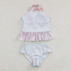 girls 2pieces floral swimsuit