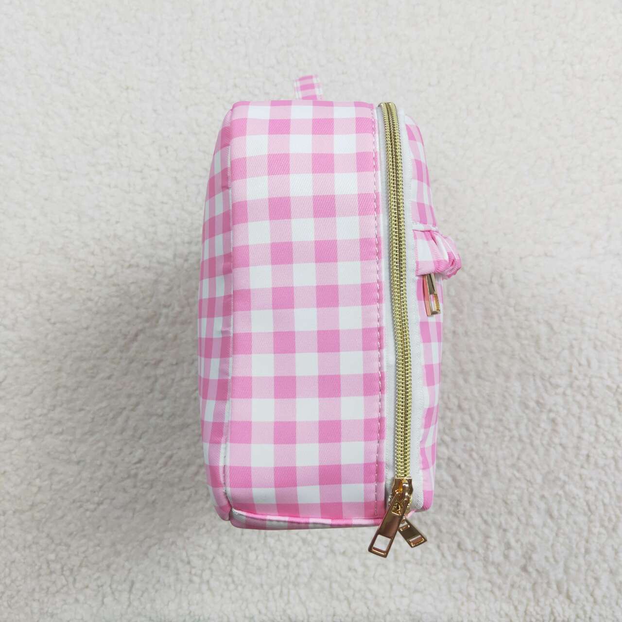 pink gingham kids lunch box