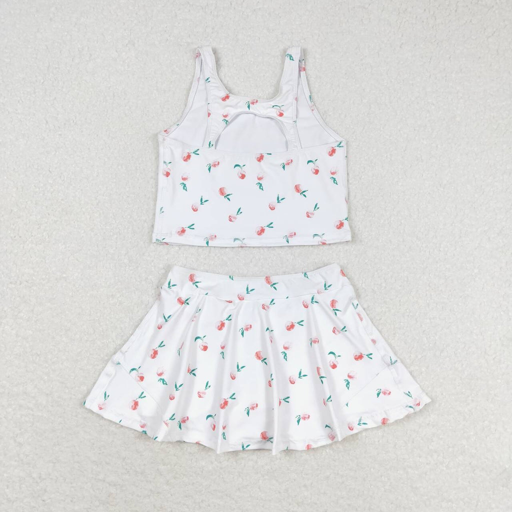 peach print skort girls swimsuit