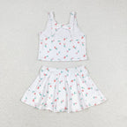 peach print skort girls swimsuit