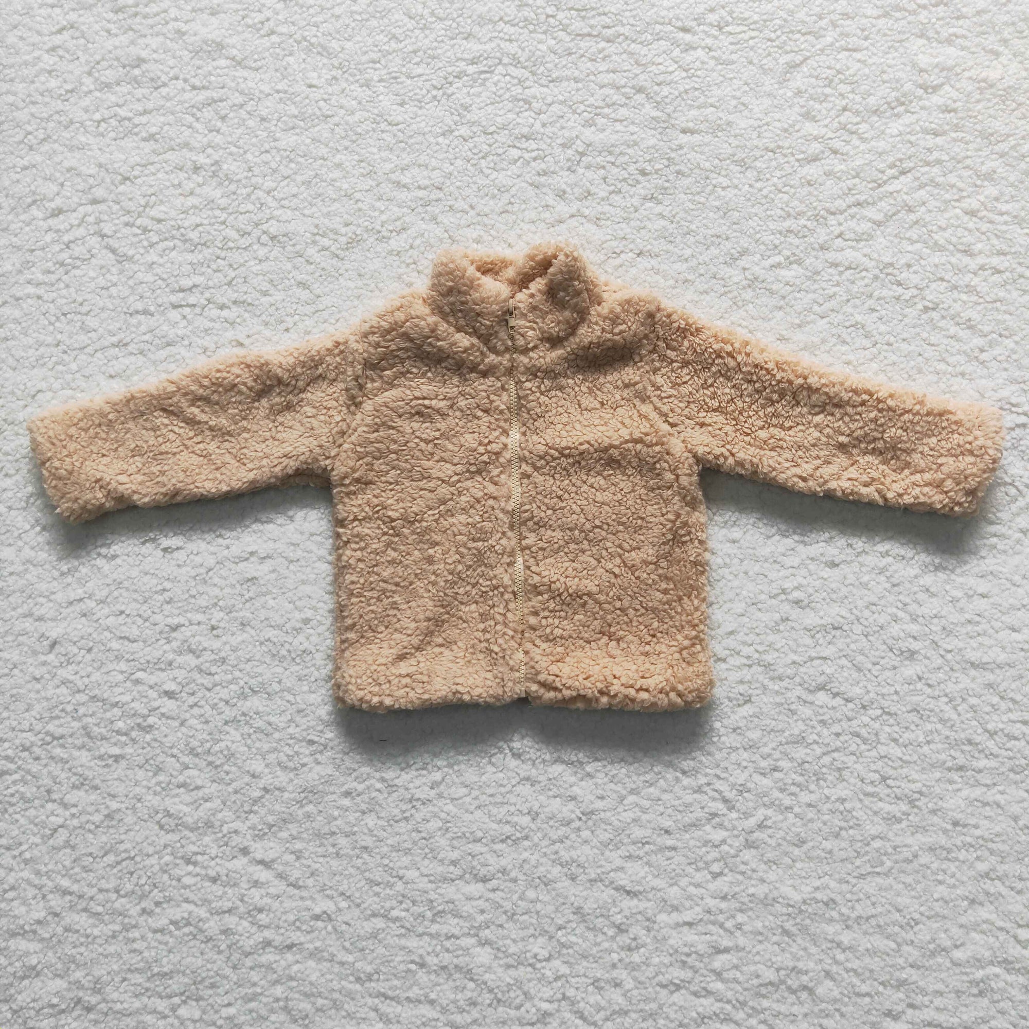 light Khaki zip sherap coat kids clothing