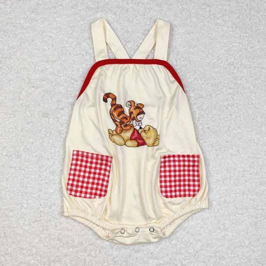 baby boy tiger bear print cross back bubble