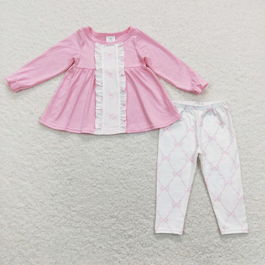pink bow legging set girls clothes set