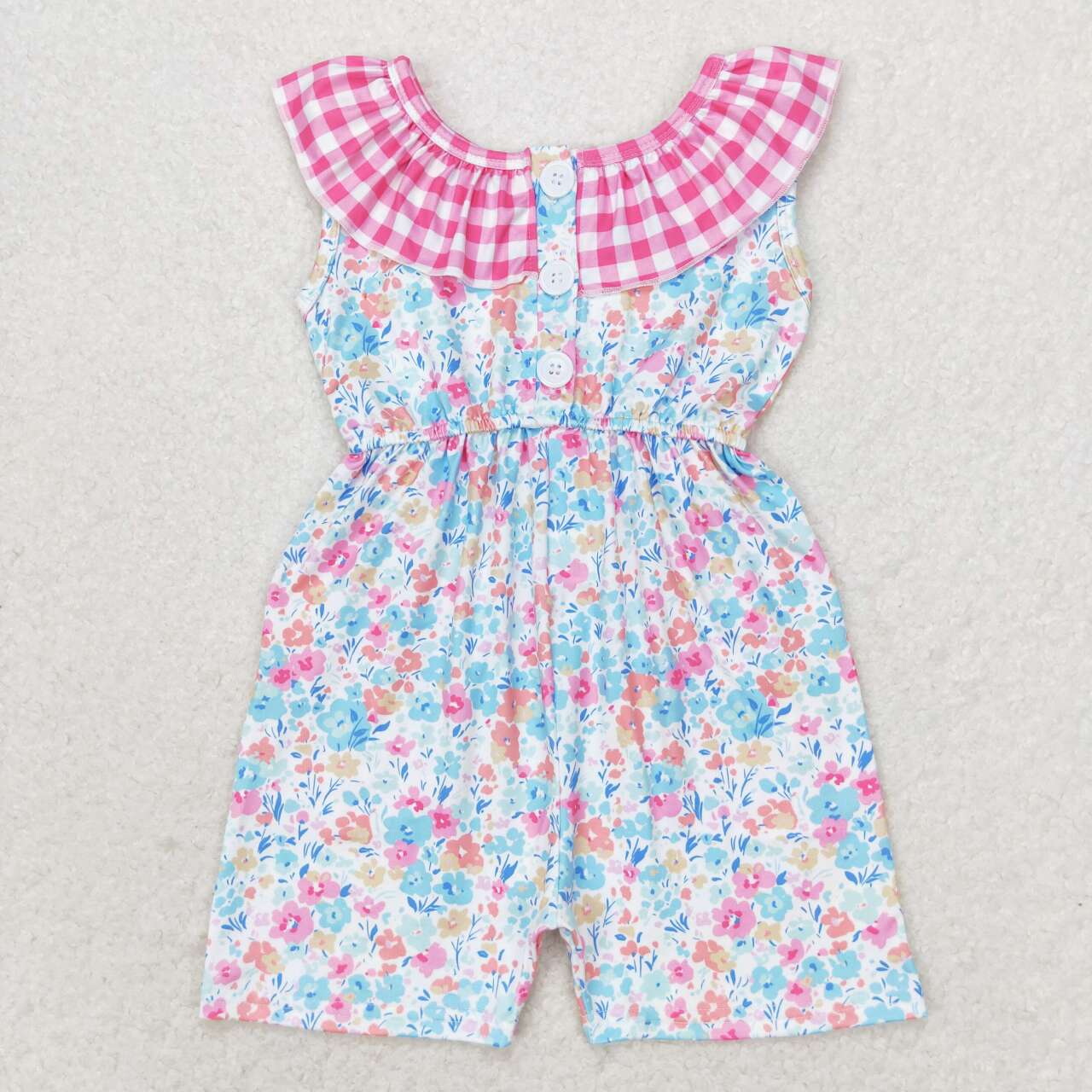 sleeveless floral shorts length jumpsuit girl