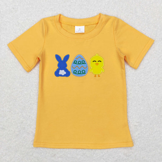 little boy easter yellow embroidery t-shirt