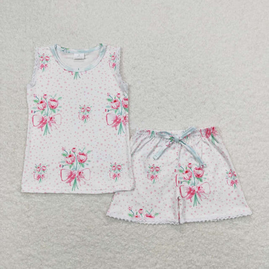 toddler girl clothing summer dots floral tank shorts set