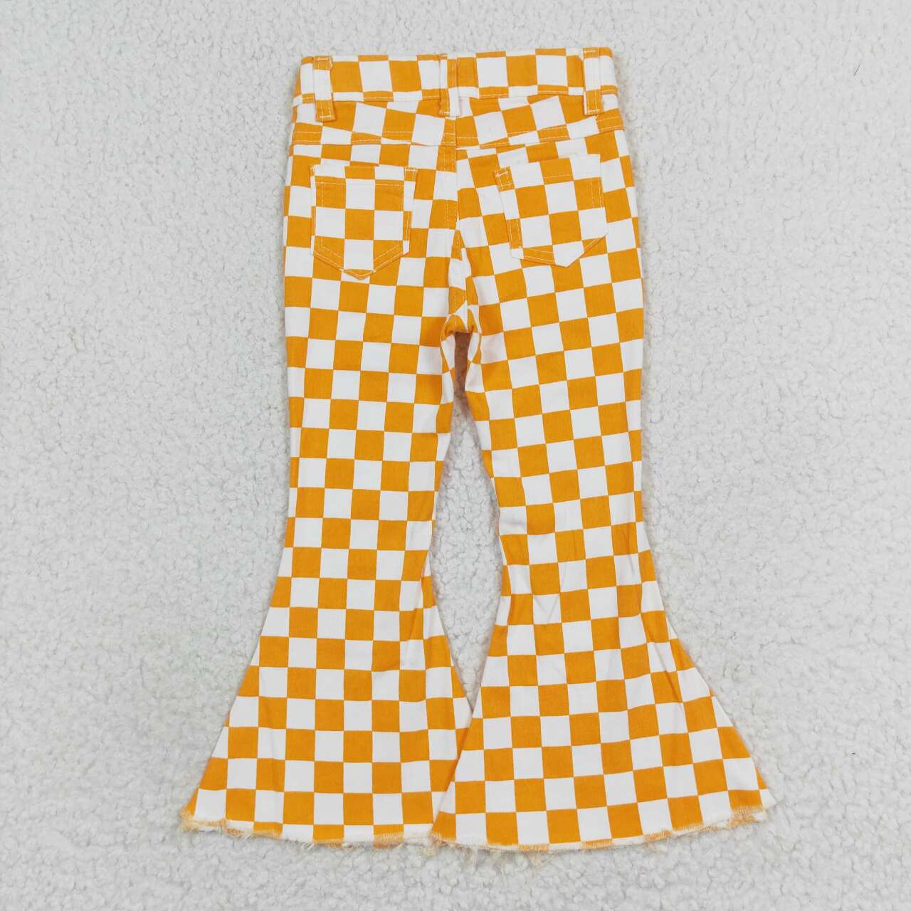 orange checkered denim pants girl jeans