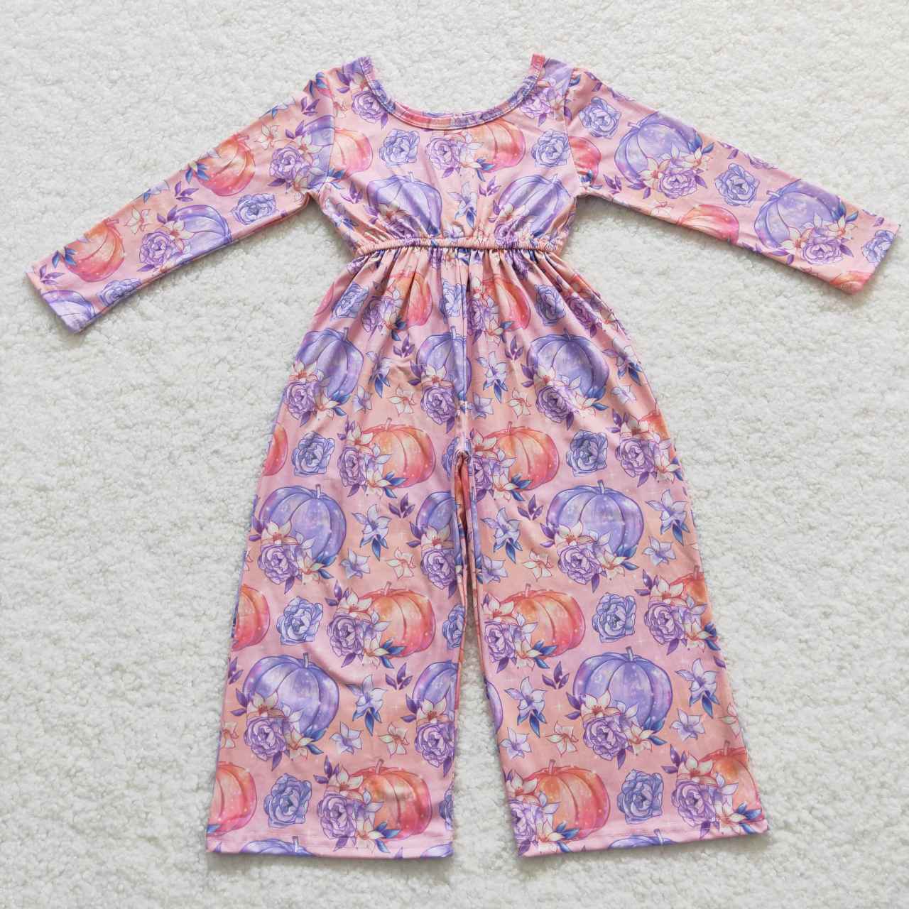 long sleeve purple pumpkin jumpsuit girls fall clothing