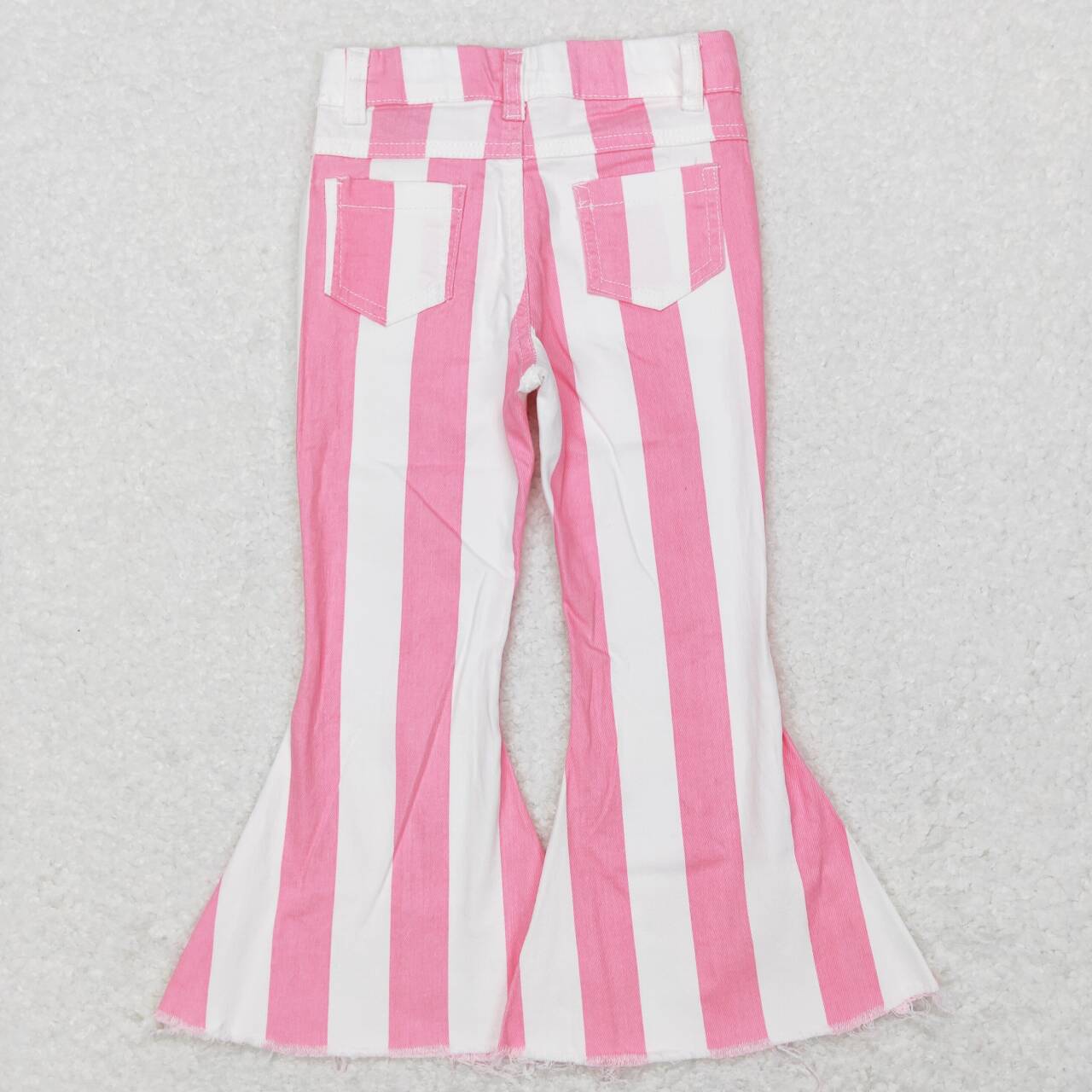 pink stripe denim flare bottom jeans girls clothes