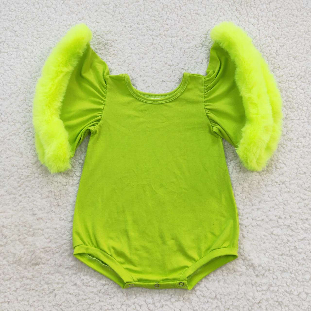 Red cotton fur flare sleeve bodysuit