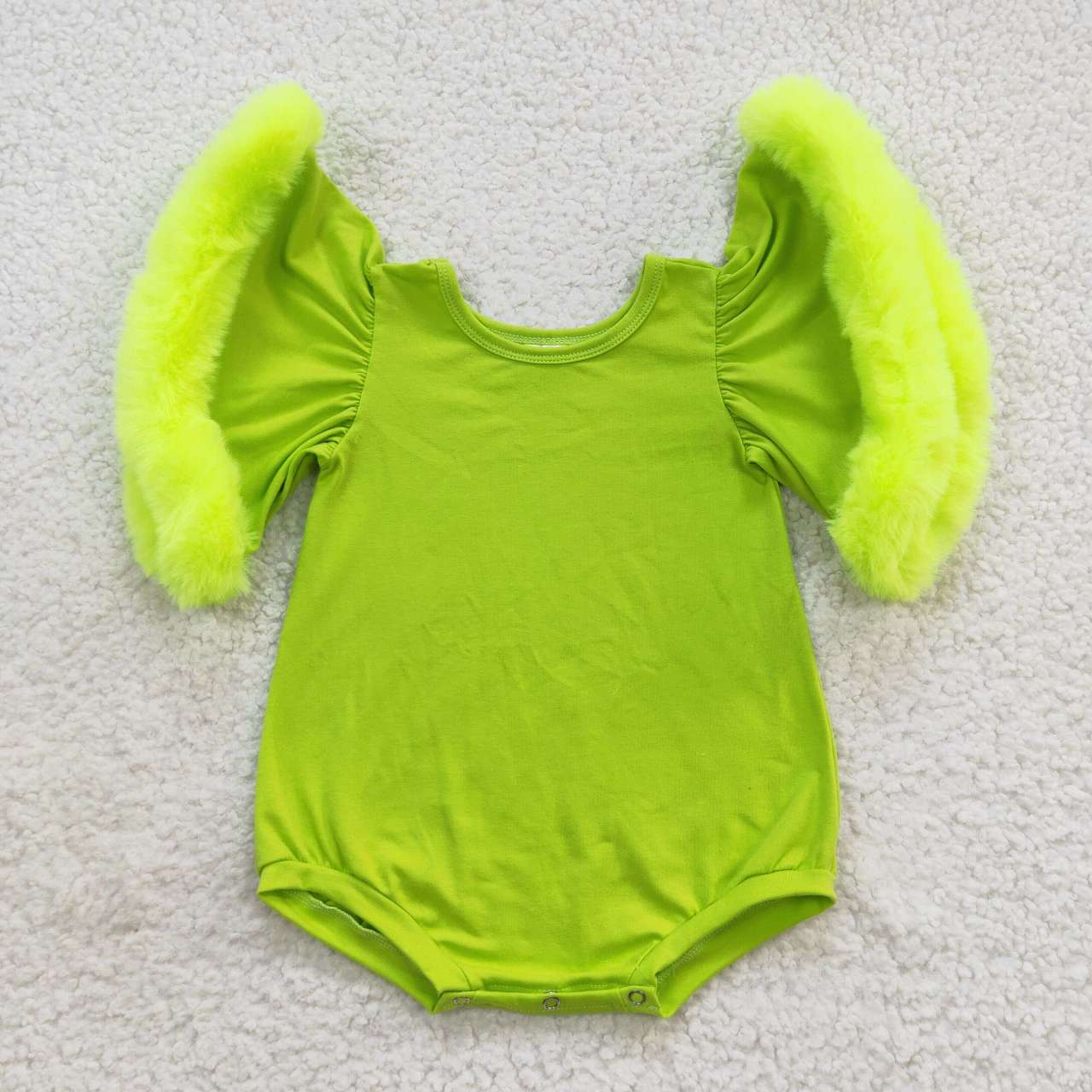 Red cotton fur flare sleeve bodysuit