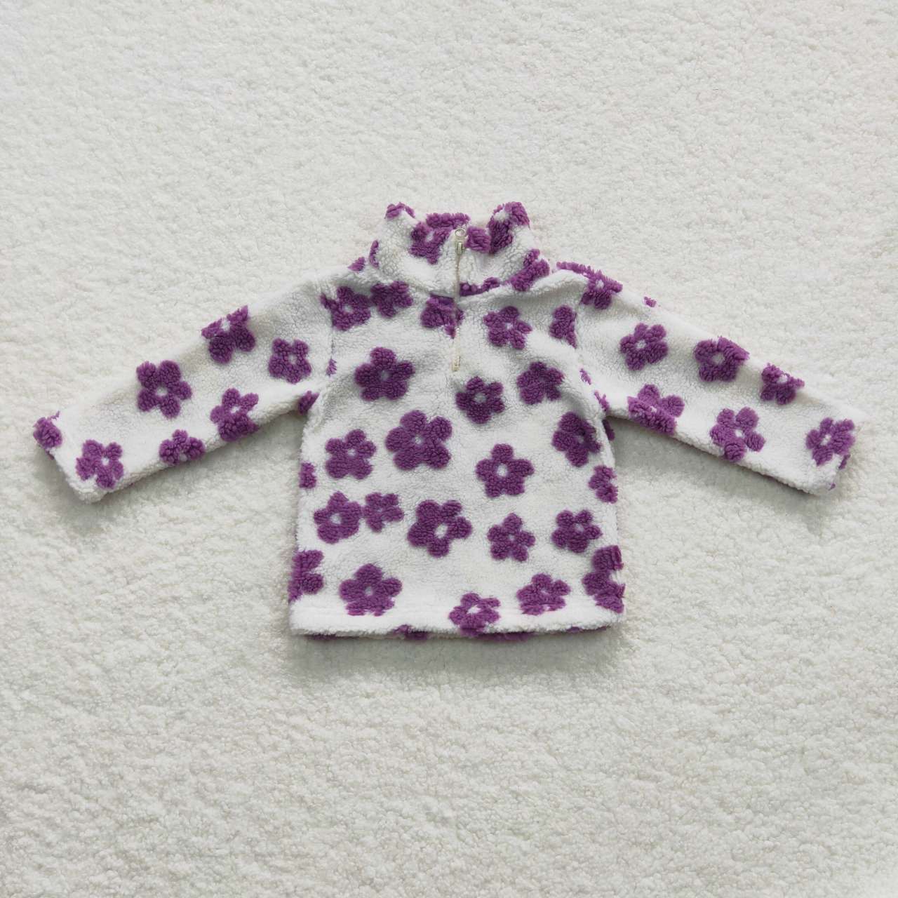 purple flower sherap zip coat kids winter top clothing