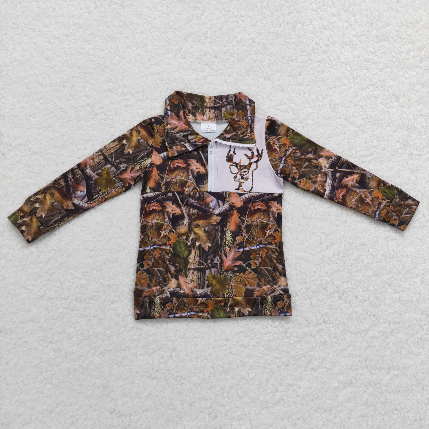 camo deer print baby boy zip up pullover