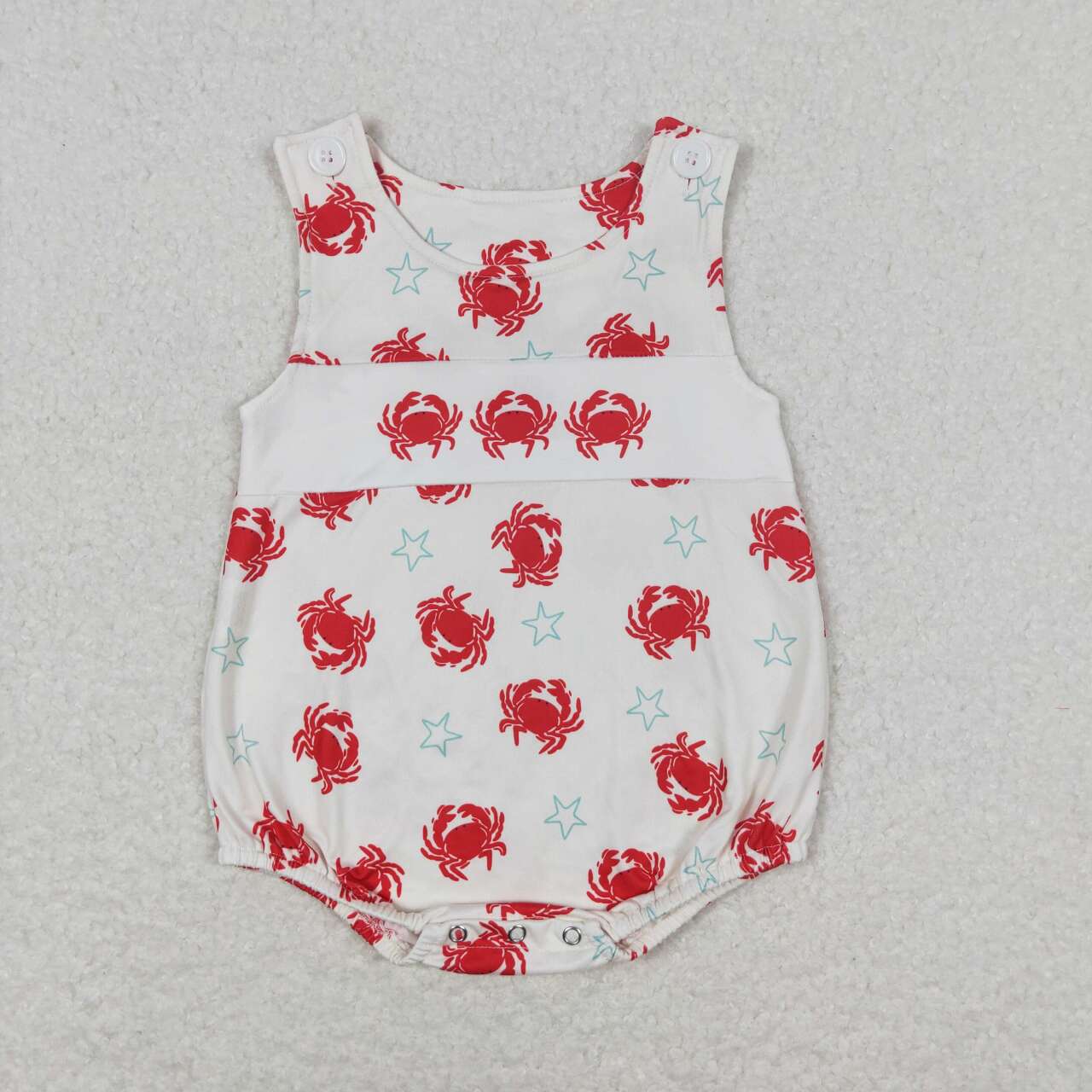 red crab print baby boy tank bubble rompers