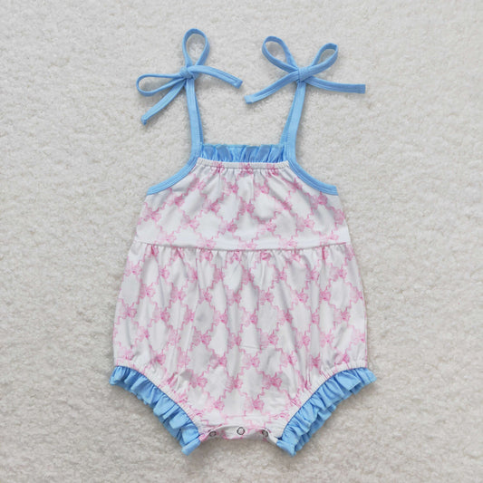 baby girl strap pink bows dodysuit