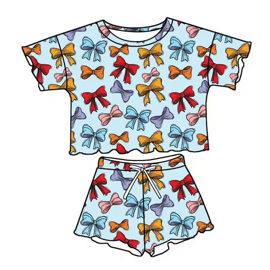 TAT 6-7 weeks MOQ 5 colorful coquette girl shorts set