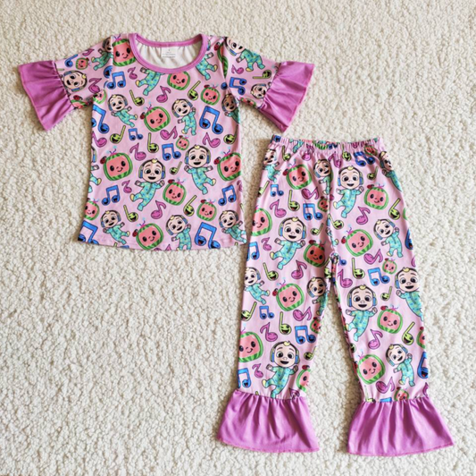 coco print girl spring pajama outfit pants set