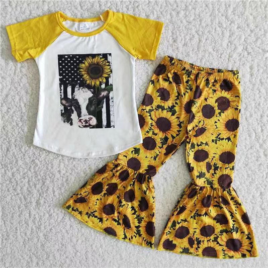 cow  sunflower clothing set