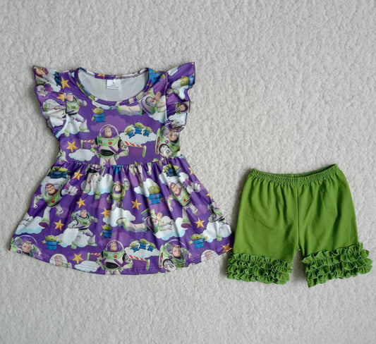 cartoon story shorts set girl summer outfit