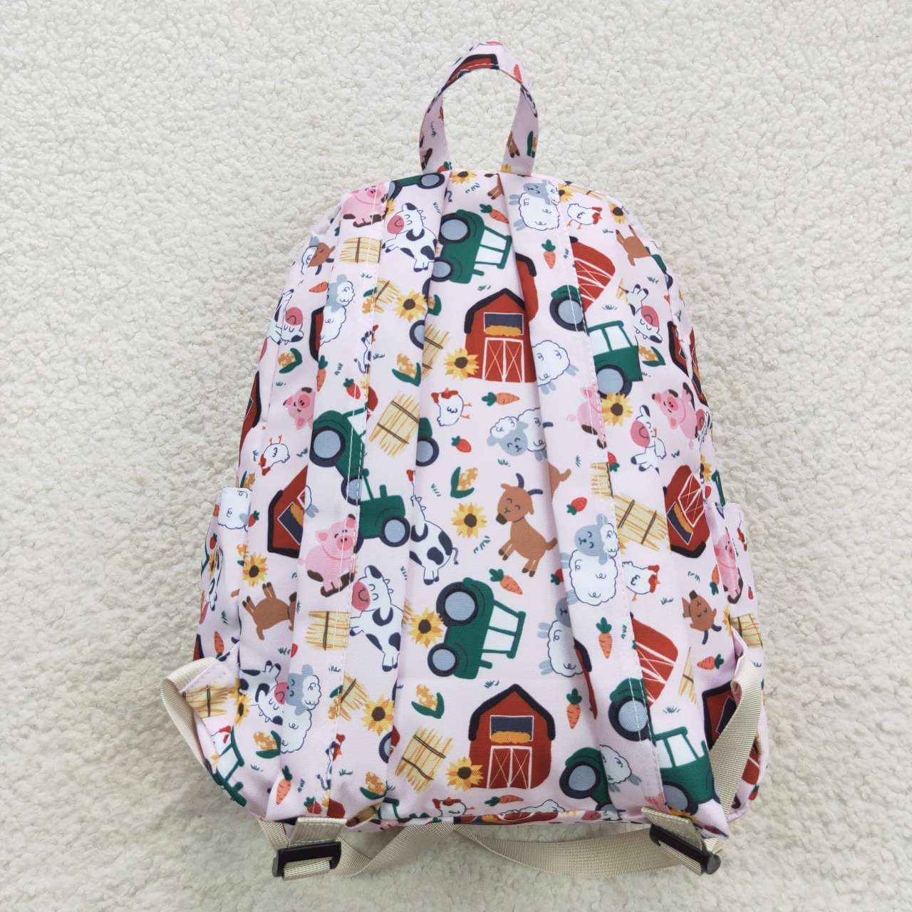 farm life print kids school backpack bag