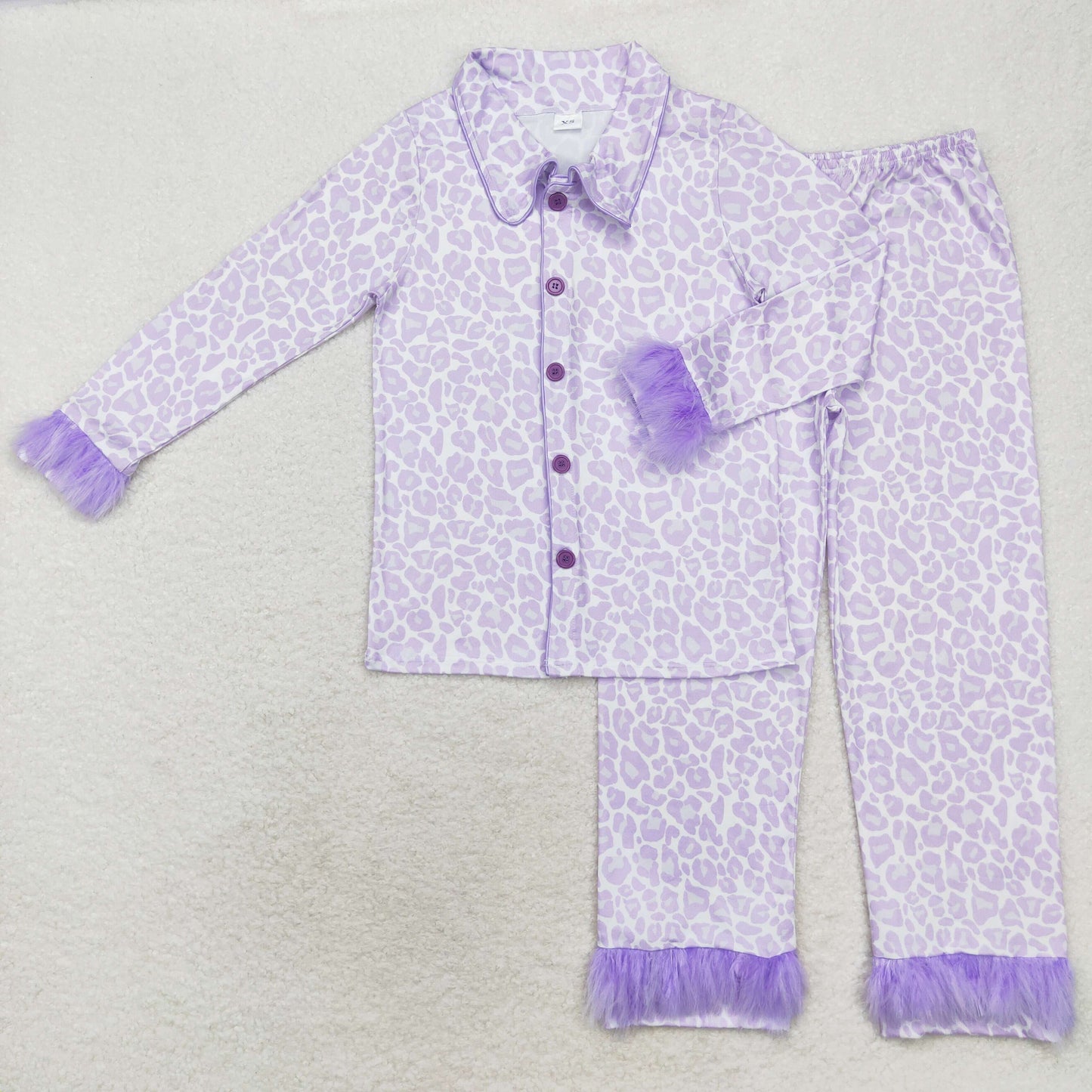 fashion mommy and me clothing adult woman purple leopard button pajama set