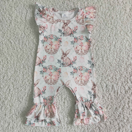 rabbit and egg basket baby girl easter romper