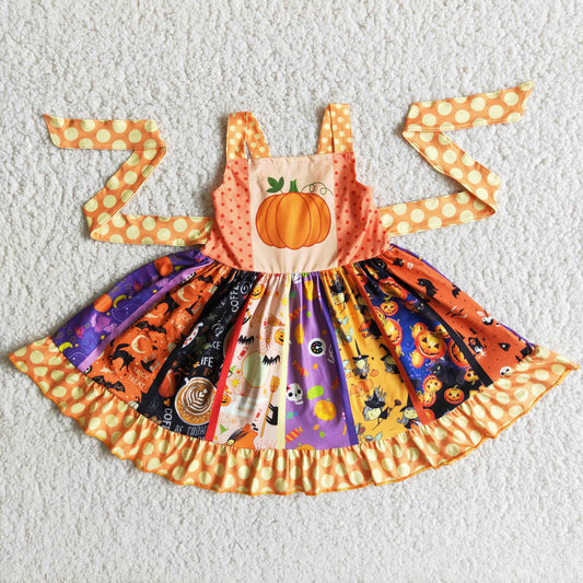 strap large twirl pumpkin dress girl halloween dresses