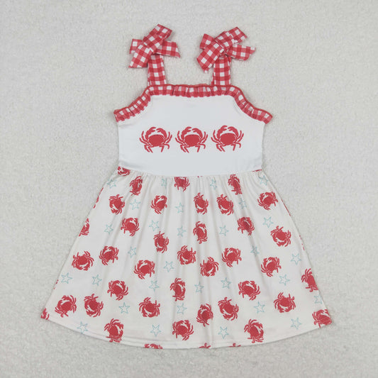 Red crab strap dress girl summer dresses