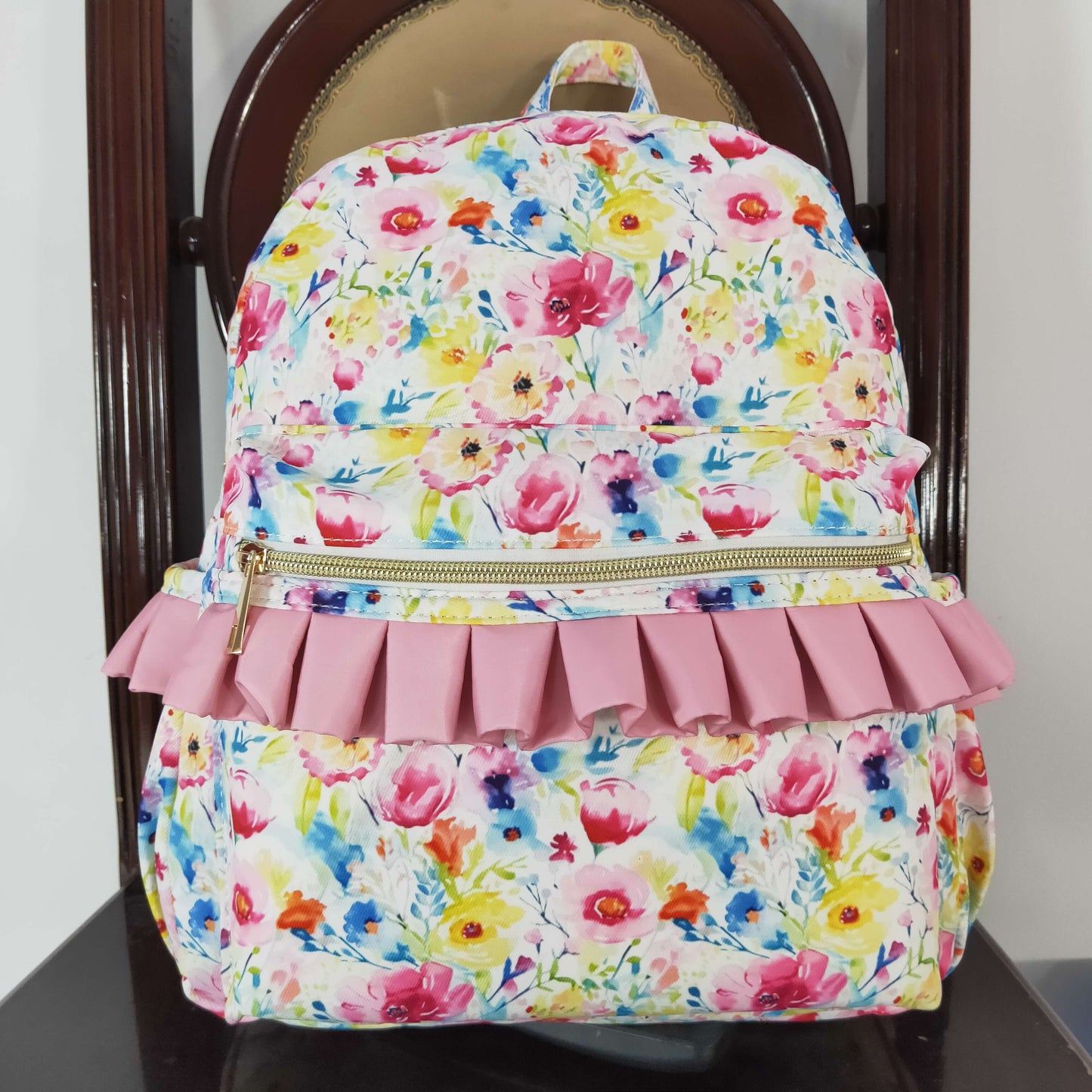 watercolor flower print bag children backpack