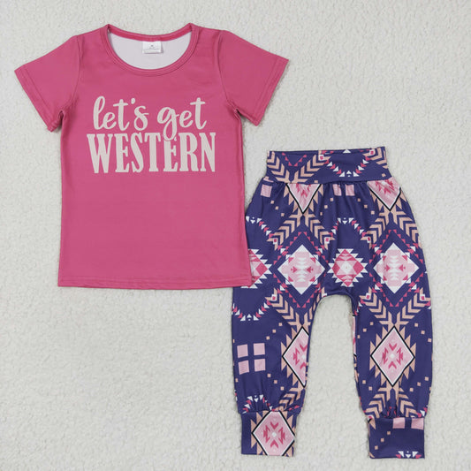 let's get western short sleeve aztec pants set