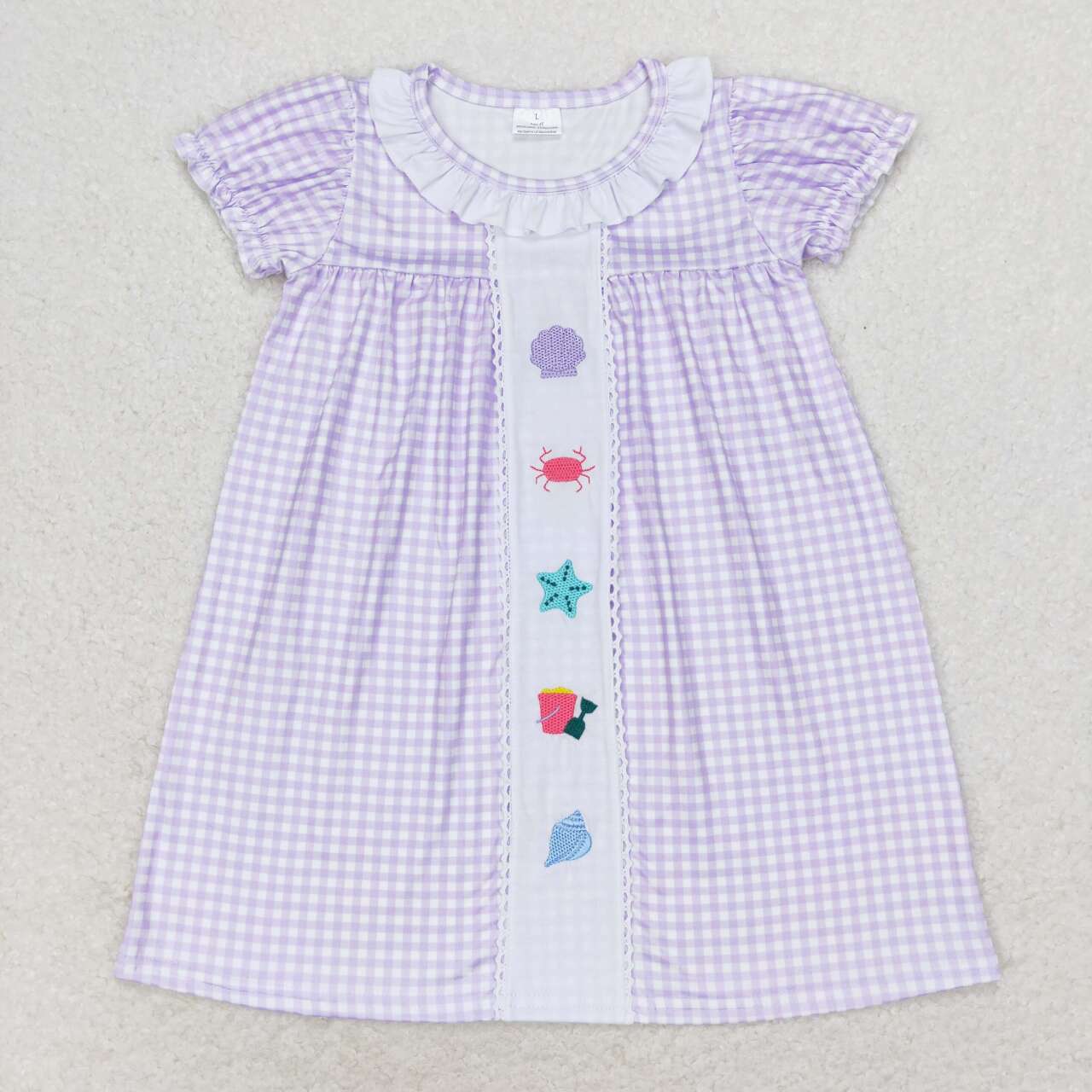 beach fun purple gingham embroidery clothes