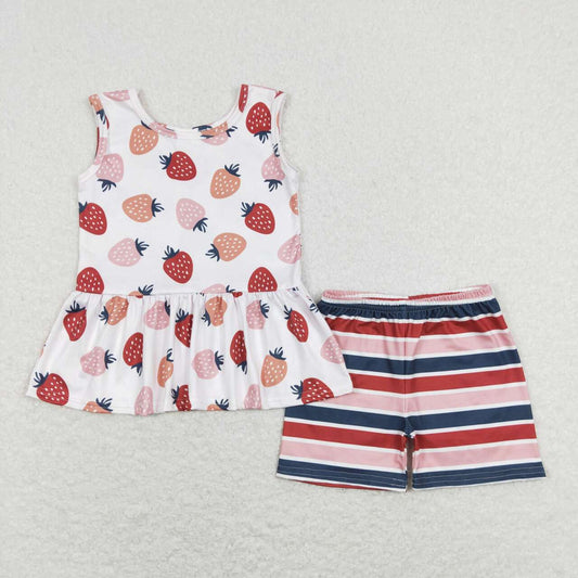 strawberry baby girl tank shorts set