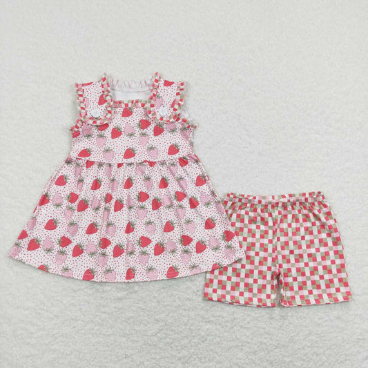 strawberry baby girl sleeveless shorts set