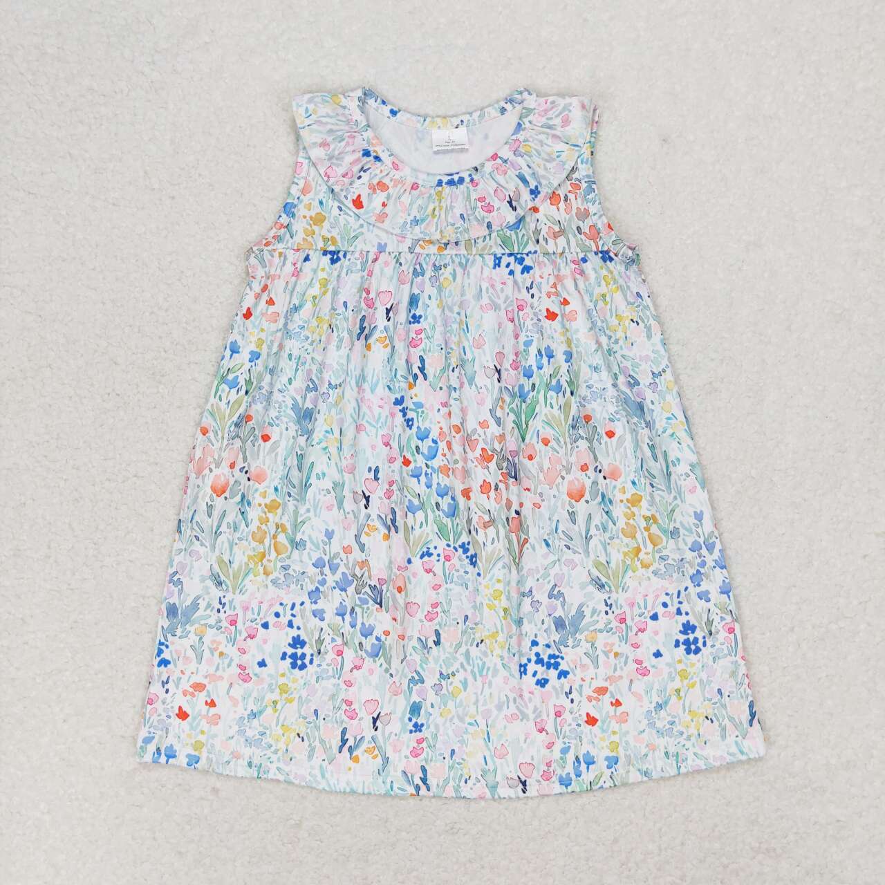 sleeveless watercolor flower dress