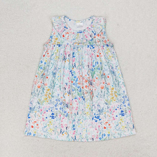 sleeveless watercolor flower dress