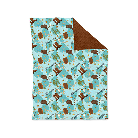 pre order Cowboy teal with skull blanket