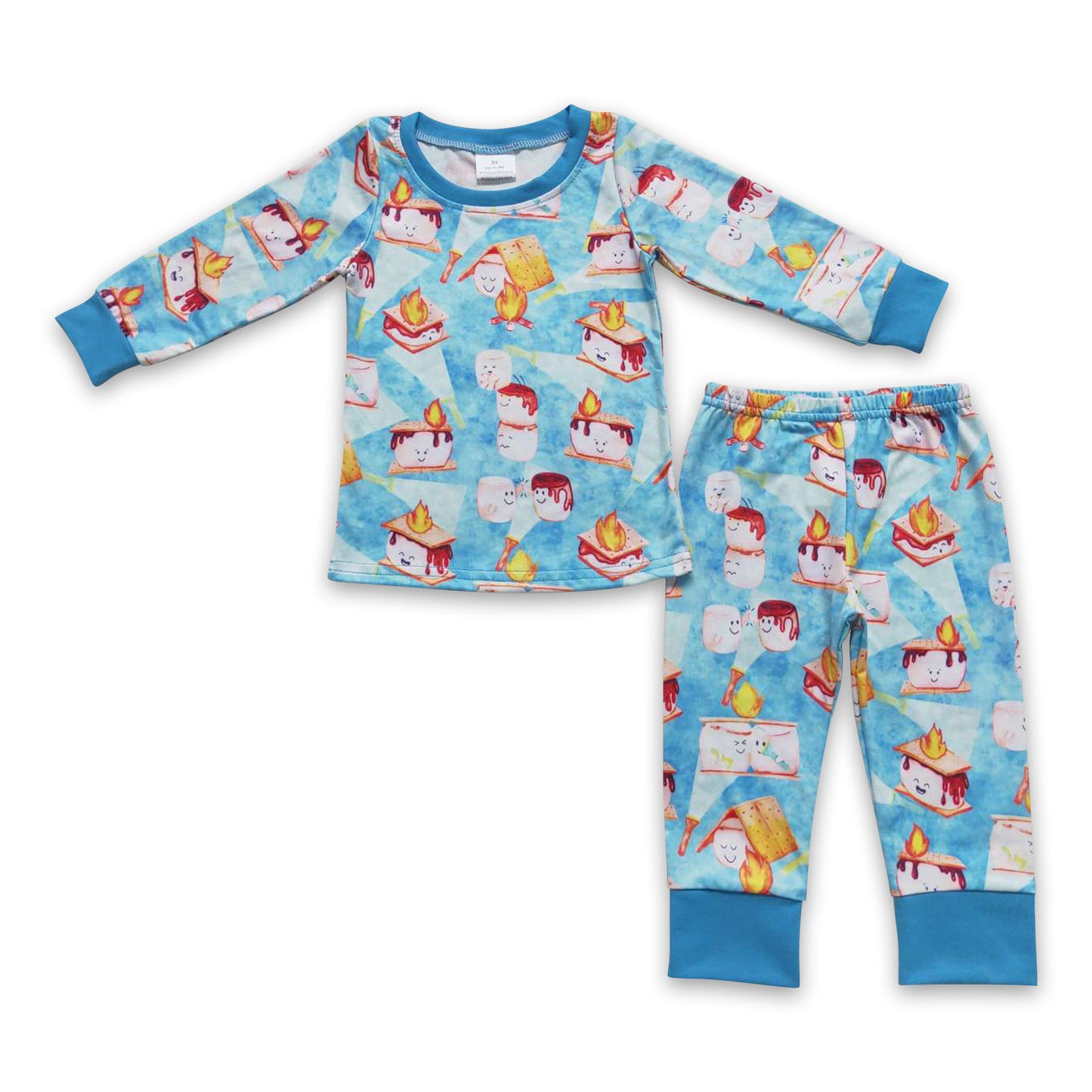 fall 2pieces blue camp fire biscuit pajama