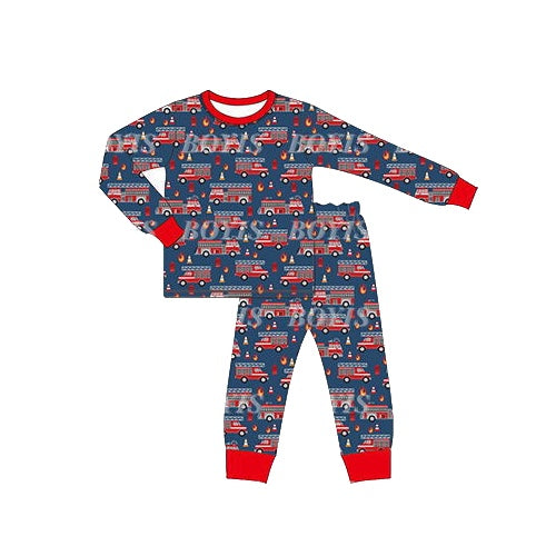 pre order  fall kids boy pajama set-firefight truck